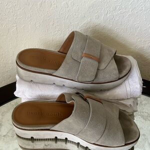 Gentle Souls Tan Suede Slide Sandals
